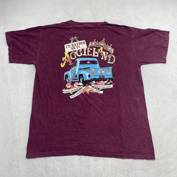 A&M Aggie Land University Tee Thrifted Vintage Style Size L - Picture 8 of 11
